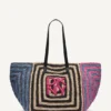 Paloma Crochet Straw Logo Tote