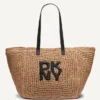 Paloma Crochet Straw Logo Tote