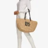 Paloma Crochet Straw Logo Tote