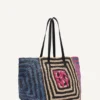 Paloma Crochet Straw Logo Tote