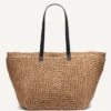Paloma Crochet Straw Logo Tote