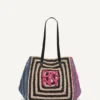 Paloma Crochet Straw Logo Tote