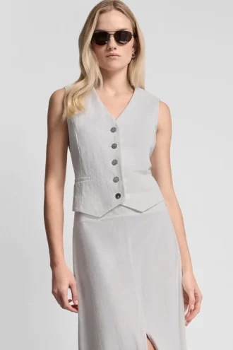 Piqué Button-Front Vest