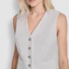 Piqué Button-Front Vest