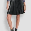 Pleated Faux Leather Skirt