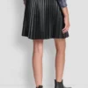 Pleated Faux Leather Skirt