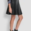 Pleated Faux Leather Skirt