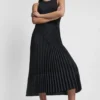 Pleated Mixed Media Midi Dress