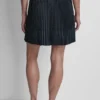 Pleated Mixed-Media Mini Skirt
