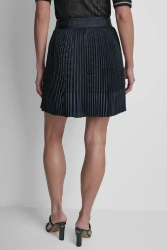 Pleated Mixed-Media Mini Skirt
