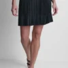 Pleated Mixed-Media Mini Skirt
