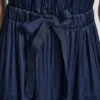 Pleated Satin Tie-Waist Midi Dress