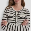 Pointelle Striped Cardigan