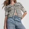 Pointelle Striped Cardigan