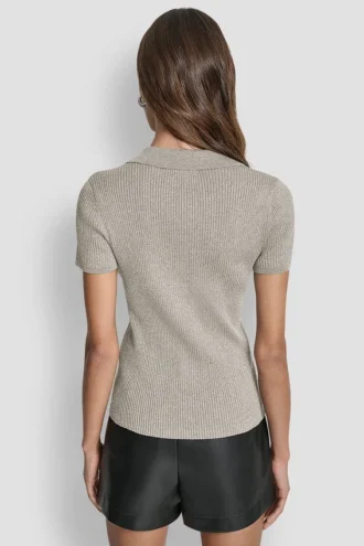 Polo Rib Sweater with Lurex