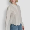 Poplin Button Front Shirt with Sequins