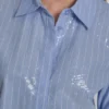 Poplin Button Front Shirt with Sequins