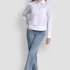 Poplin Shirt with Rhinestone Buttons