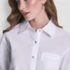 Poplin Shirt with Rhinestone Buttons