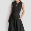 Poplin V-Neck Midi Dress