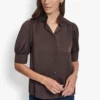 Puff Sleeve Collarless Shirt