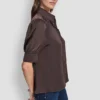 Puff Sleeve Collarless Shirt