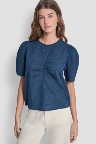 Puff Sleeve Ruched Front Shirt