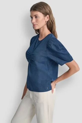 Puff Sleeve Ruched Front Shirt
