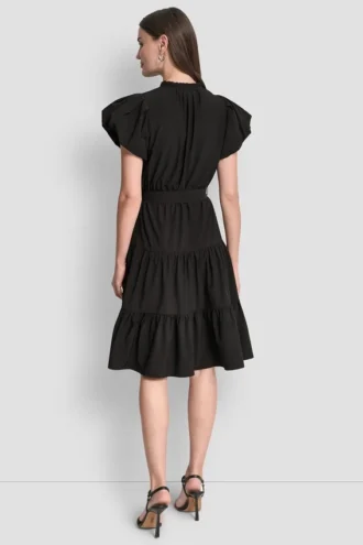 puff sleeve v neck fit flare dress 2 330x495 - Puff Sleeve V-Neck Fit & Flare Dress