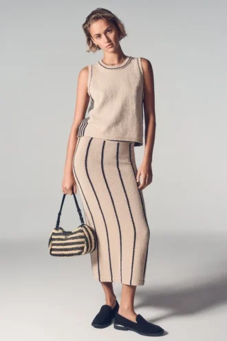Pull-On Maxi Skirt with Stripe Detail