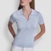 Ribbed Polo with Rhinestone Buttons