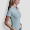 Ribbed Polo with Rhinestone Buttons