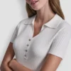 Ribbed Polo with Rhinestone Buttons