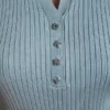 Ribbed Polo with Rhinestone Buttons