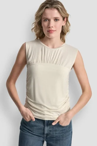 Ruched Bodice Sleeveless Top
