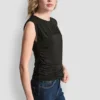 Ruched Bodice Sleevless Top