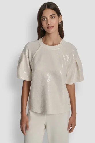 Sequin Puff Sleeve Sweater