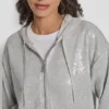 Sequin Zip Front Hoodie