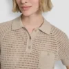 Short Sleeve Crochet Stitch Polo