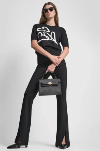 Short Sleeve Graffiti Heart Sweater