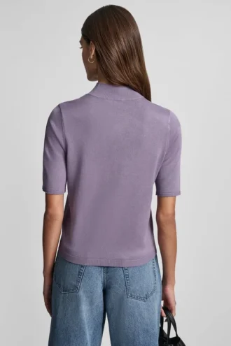 Short Sleeve Hotfix Logo Mock Neck Sweater