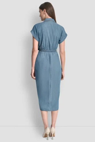 Short Sleeve Midi Shirt Dress