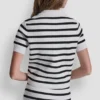Short-Sleeve Striped Polo Cardigan