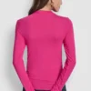 Side Ruched High Neck Long Sleeve Top with Rhinestone