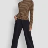 Side Ruched High Neck Long Sleeve Top with Rhinestone
