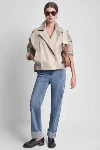 Single-Breasted Military Short Trench