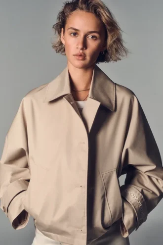 Single-Breasted Military Short Trench