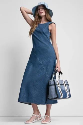 Sleeveless Denim Midi Dress