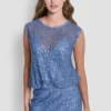 Sleeveless Sequined Bubble Hem Sweater