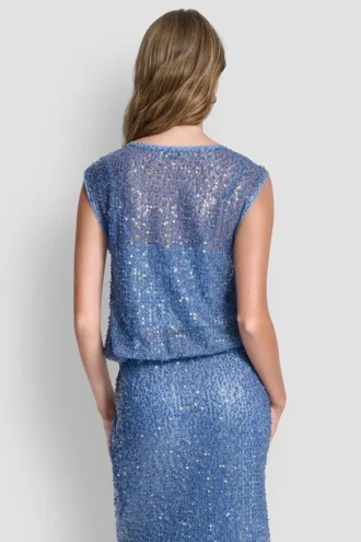 Sleeveless Sequined Bubble Hem Sweater
